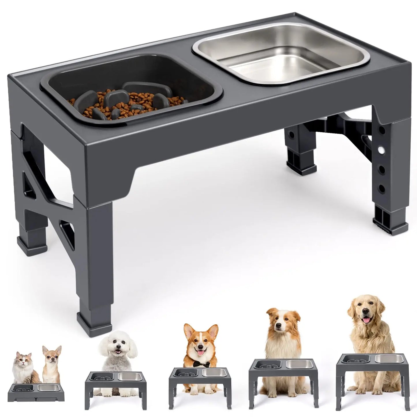 2-in-1 Elevated Slow Feeder Bowls