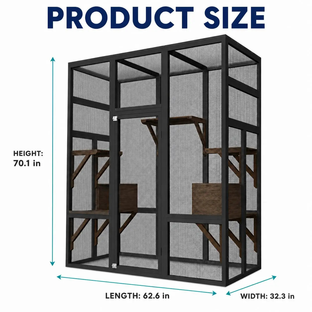 70in Wooden Outdoor Cat Enclosure