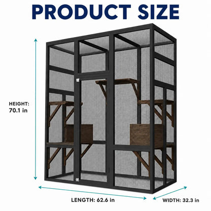 70in Wooden Outdoor Cat Enclosure