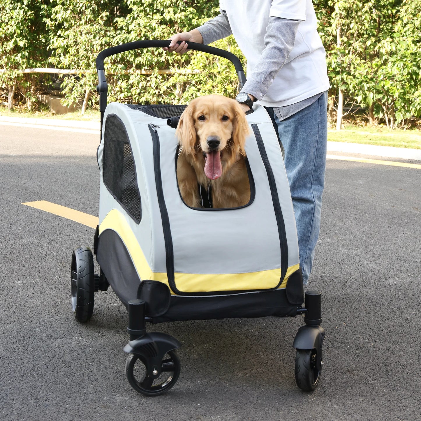 Portable 4 Wheels Dog Stroller for Large Dogs
