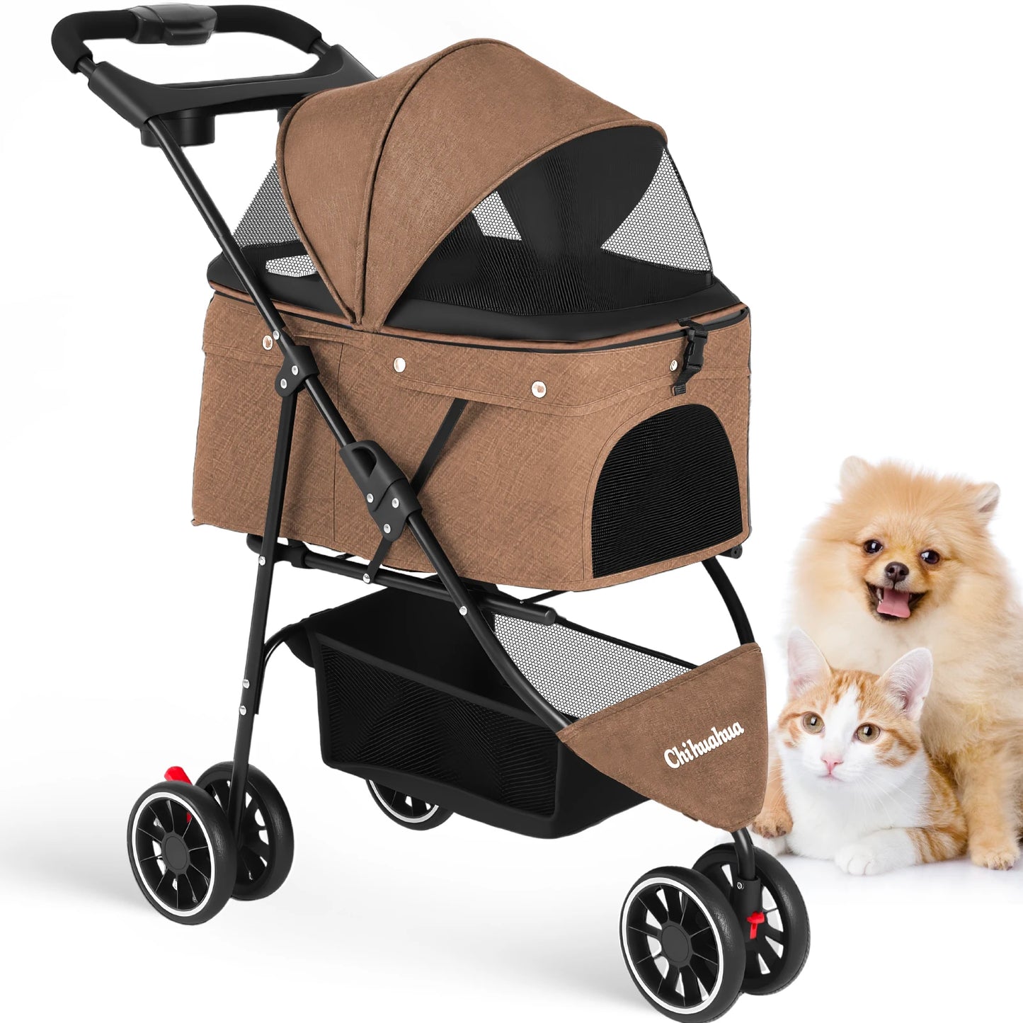 Foldable Stroller with Breathable Mesh Canopy