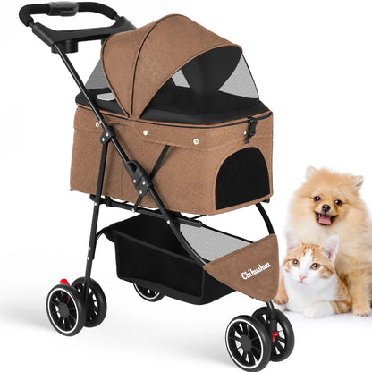 Foldable Stroller with Breathable Mesh Canopy