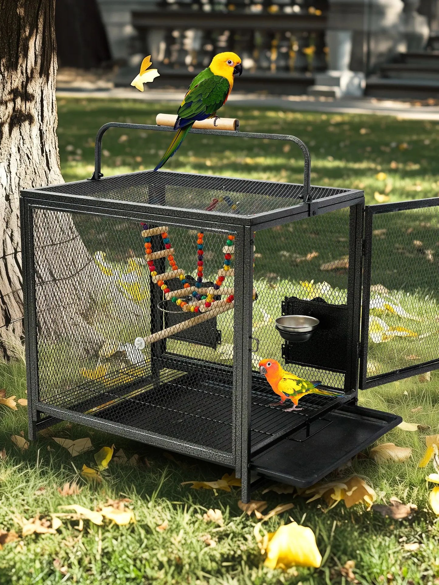 Wrought Iron Bird Travel Carrier