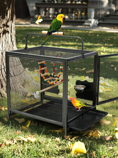 Wrought Iron Bird Travel Carrier