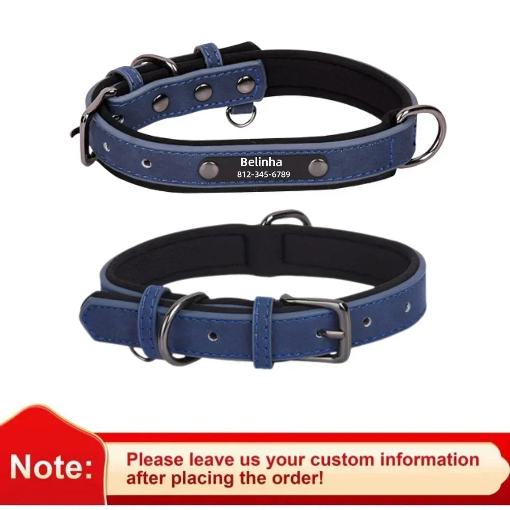 Customized Leather ID Nameplate Collar