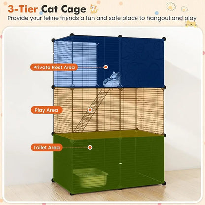 3-Tier Indoor Detachable Metal Cat Enclosure