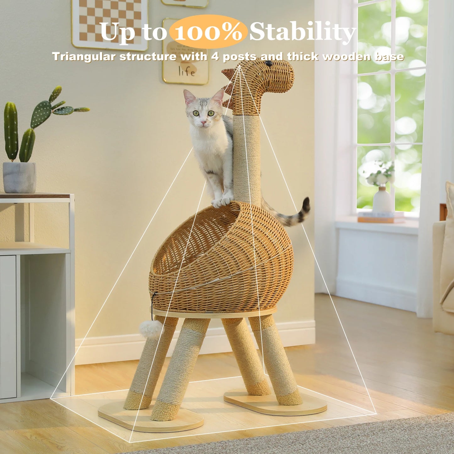 Large Dinosaur Cat Tree Tower w/Sisal Scratching Post