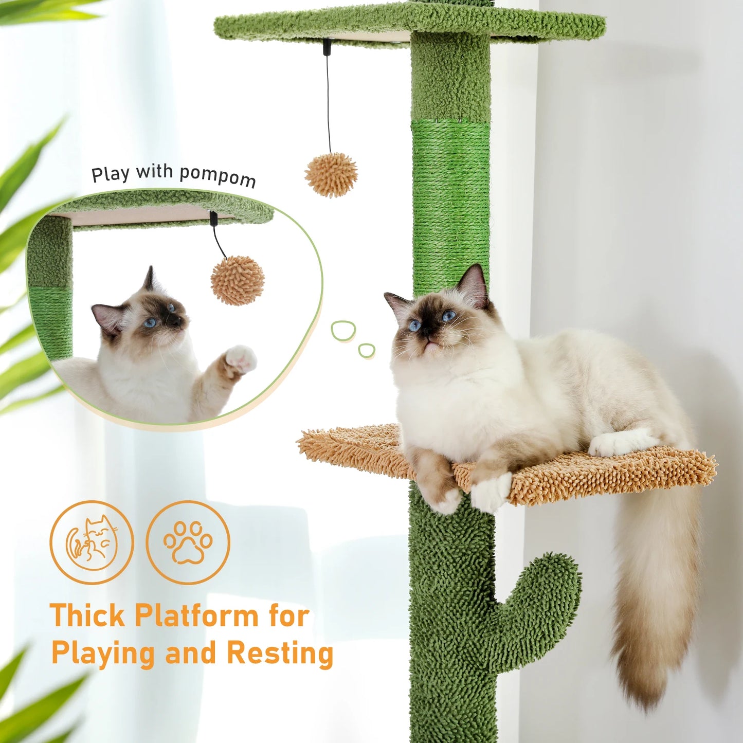 Adjustable Height Indoor Tree w/Scratching Post
