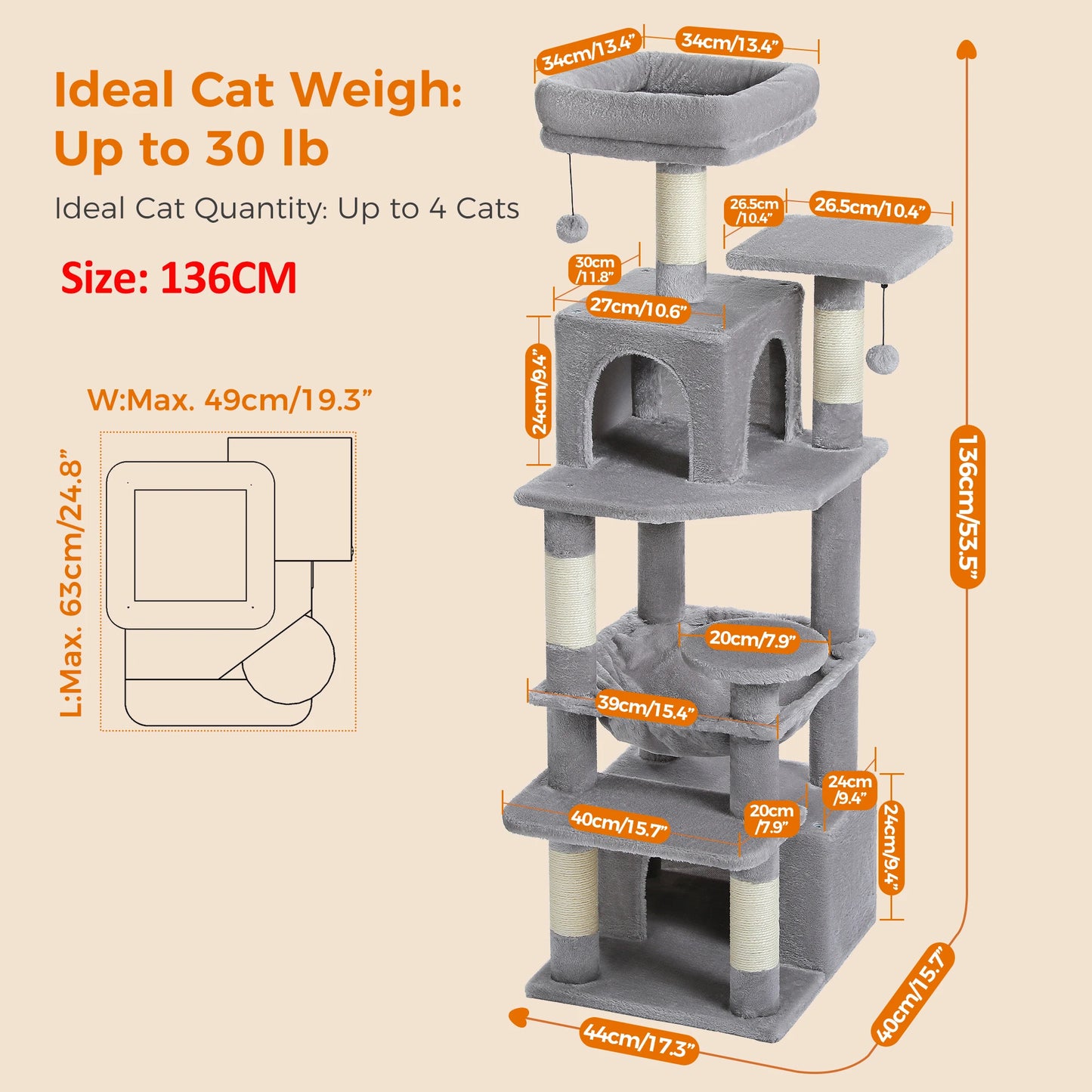 Large Indoor Tree and Tower w/Scratching Post