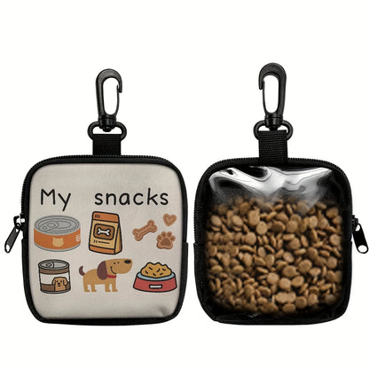 Dog Print Treat Bag with Hook and Zipper