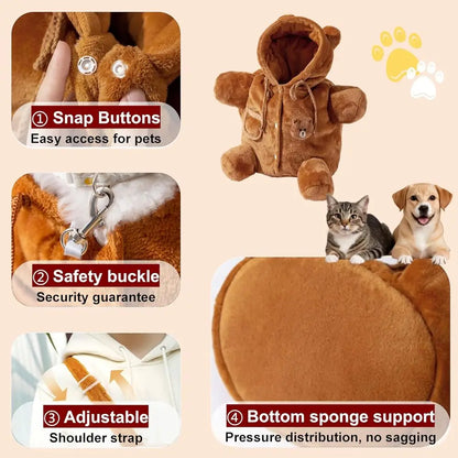 Cozy Plush Dog Purse w/Secure Harness Clip