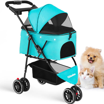 Foldable Stroller with Breathable Mesh Canopy