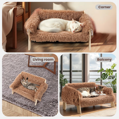 Large Sturdy Wooden Leg Cat Bed