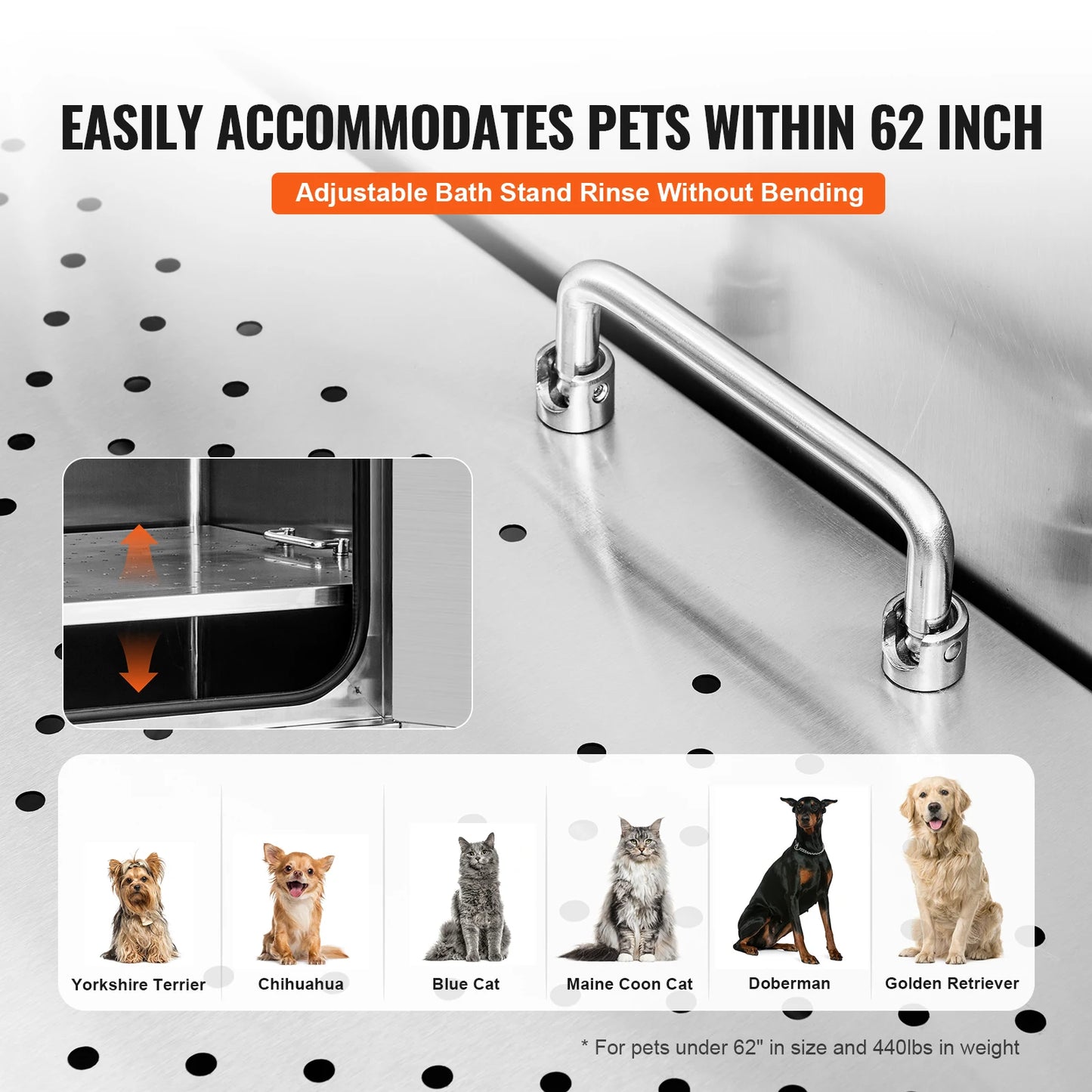 62" Dog Grooming Tub Stainless Steel