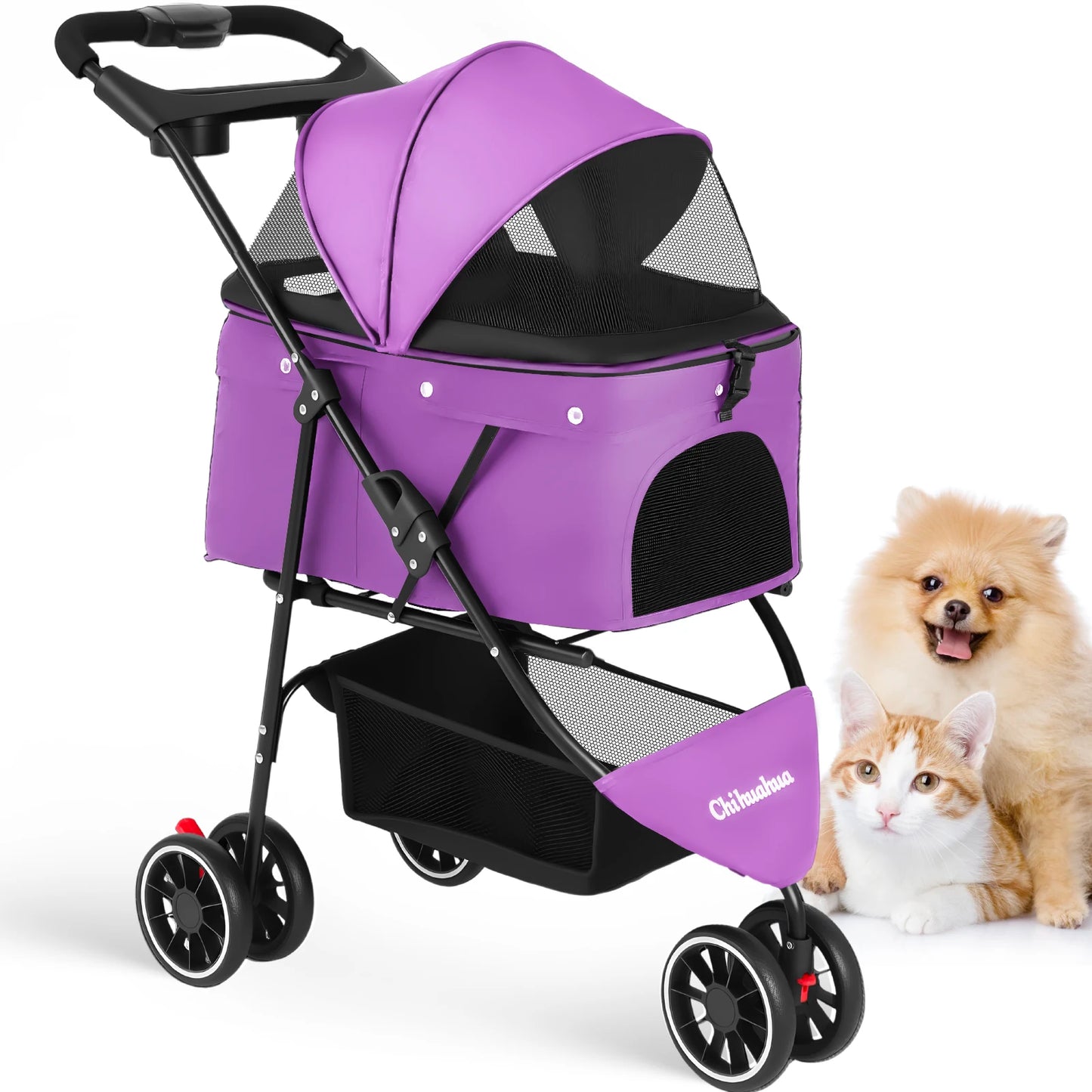 Foldable Stroller with Breathable Mesh Canopy