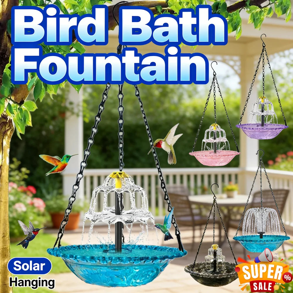 Solar Cascade Hanging Bird Bath Fountain
