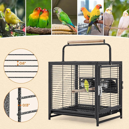 25.5'' Wrought Iron Bird Travel Carrier with Handle