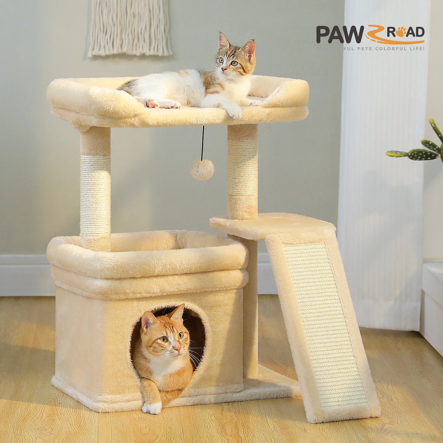 Indoor Cat Tower w/Sisal Scratching Post