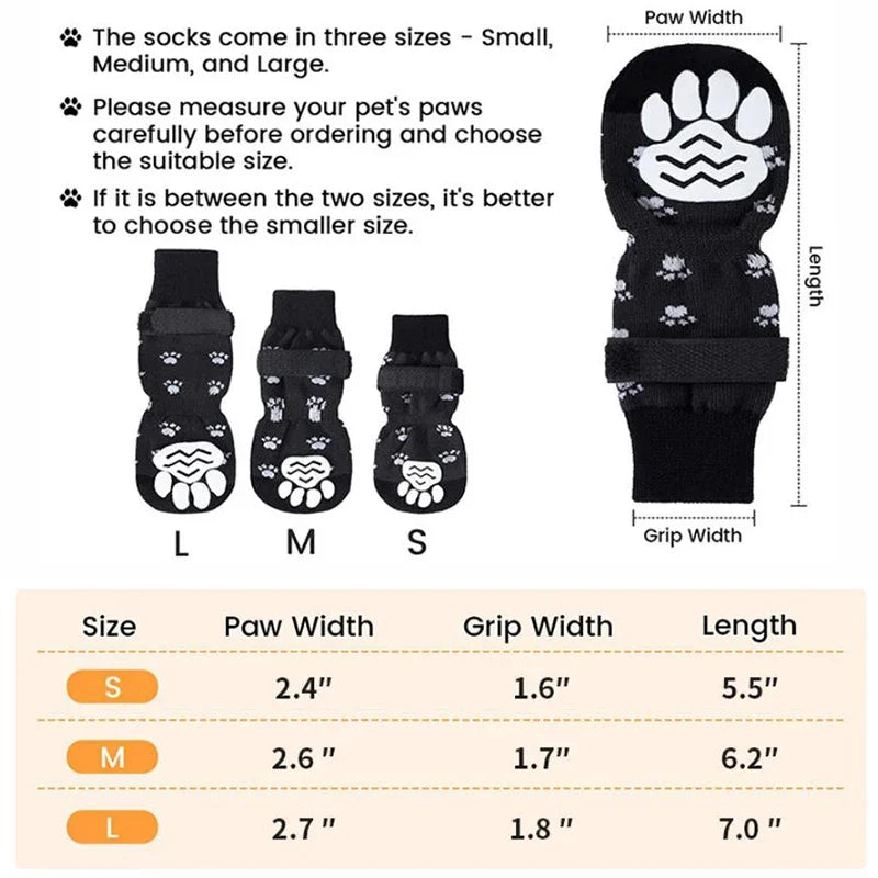 4Pcs Anti Slip Dog Socks