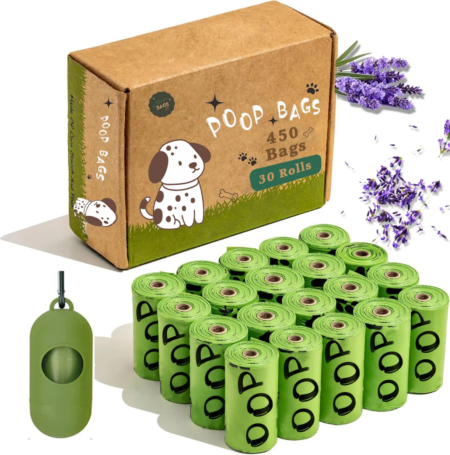 Leakproof Biodegradable Dog Poop Bags w/Holder