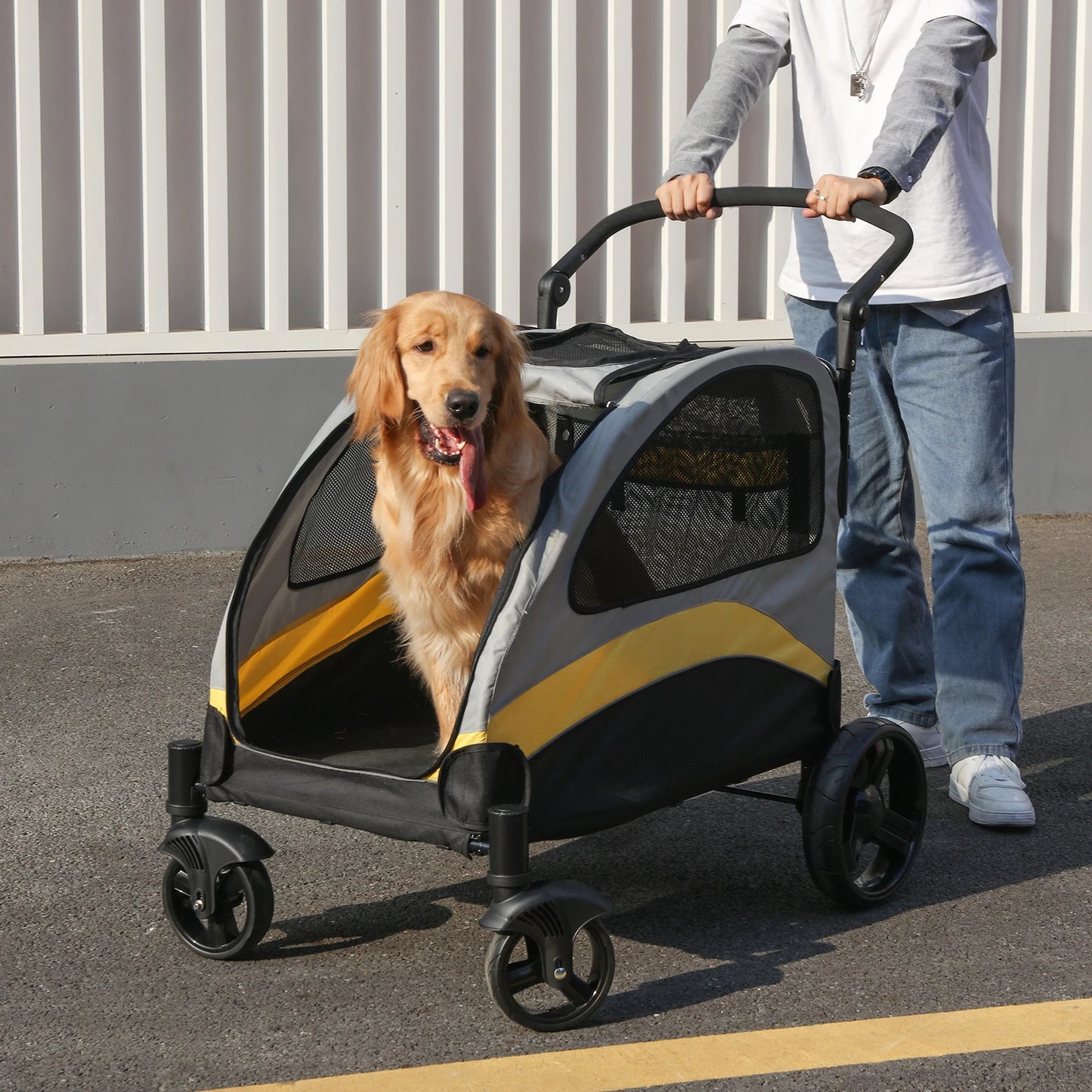Portable 4 Wheels Dog Stroller for Large Dogs
