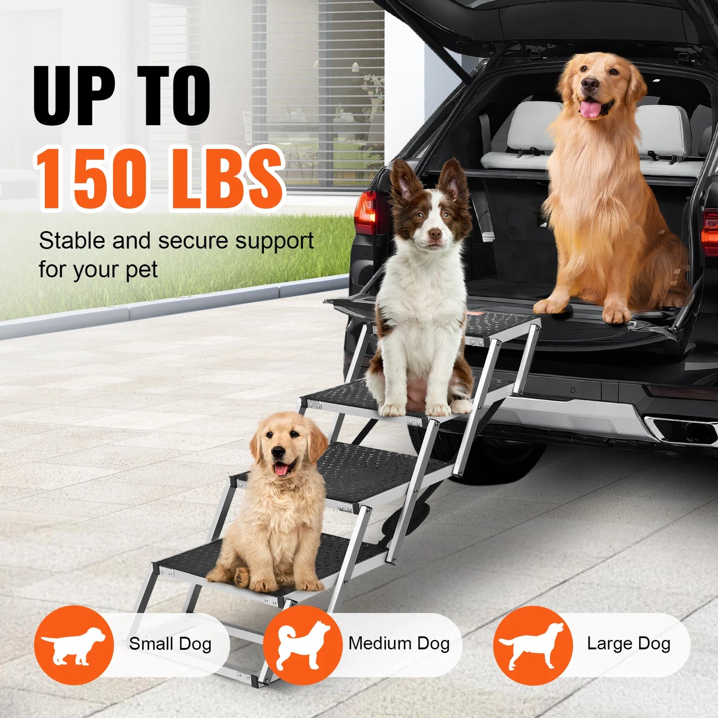 Portable, Wide Dog Car Steps