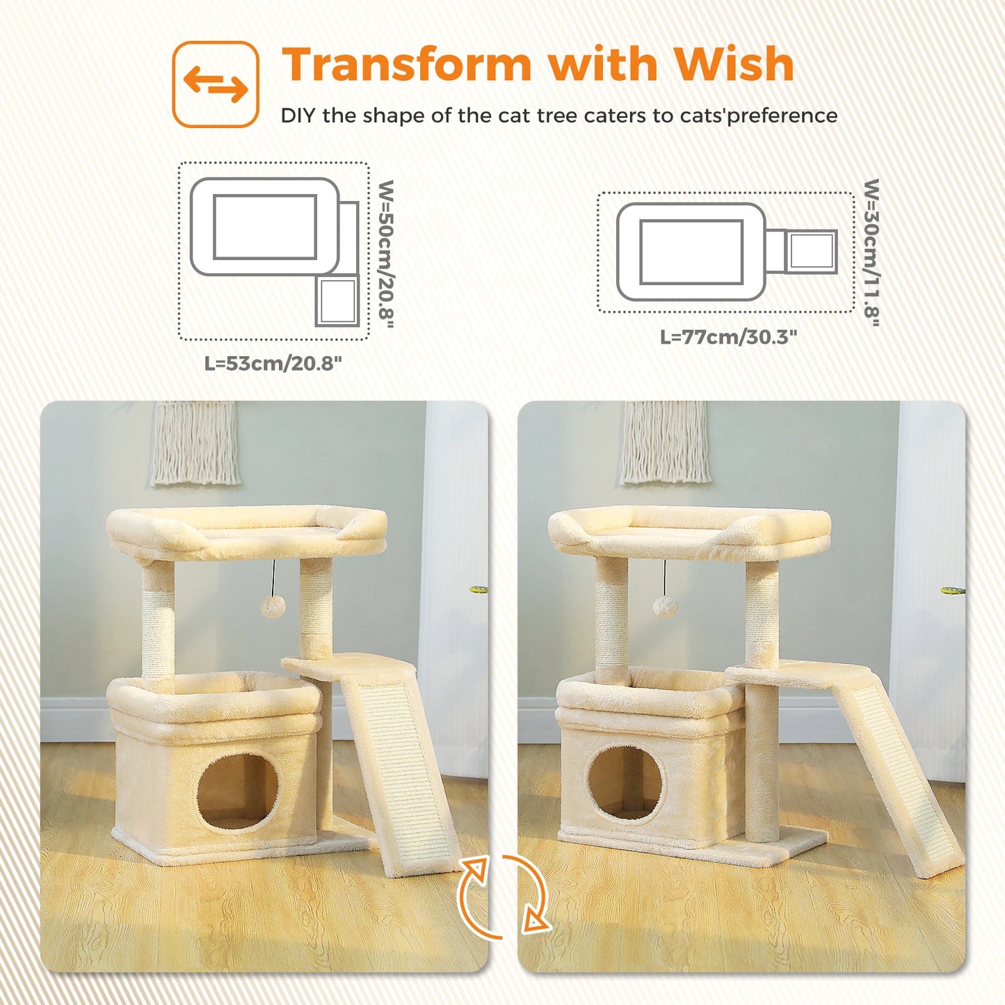 Indoor Cat Tower w/Sisal Scratching Post