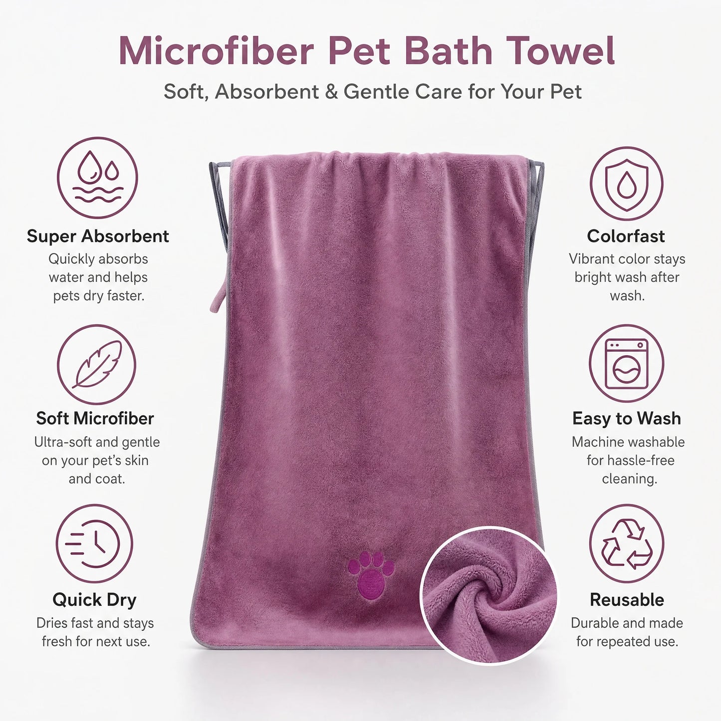 Soft, Microfiber Pet Absorbent Towels
