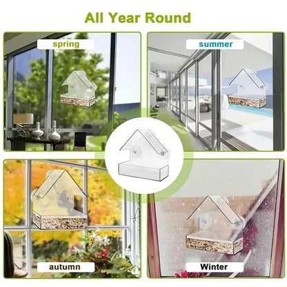 Transparent Bird Feeder for Window
