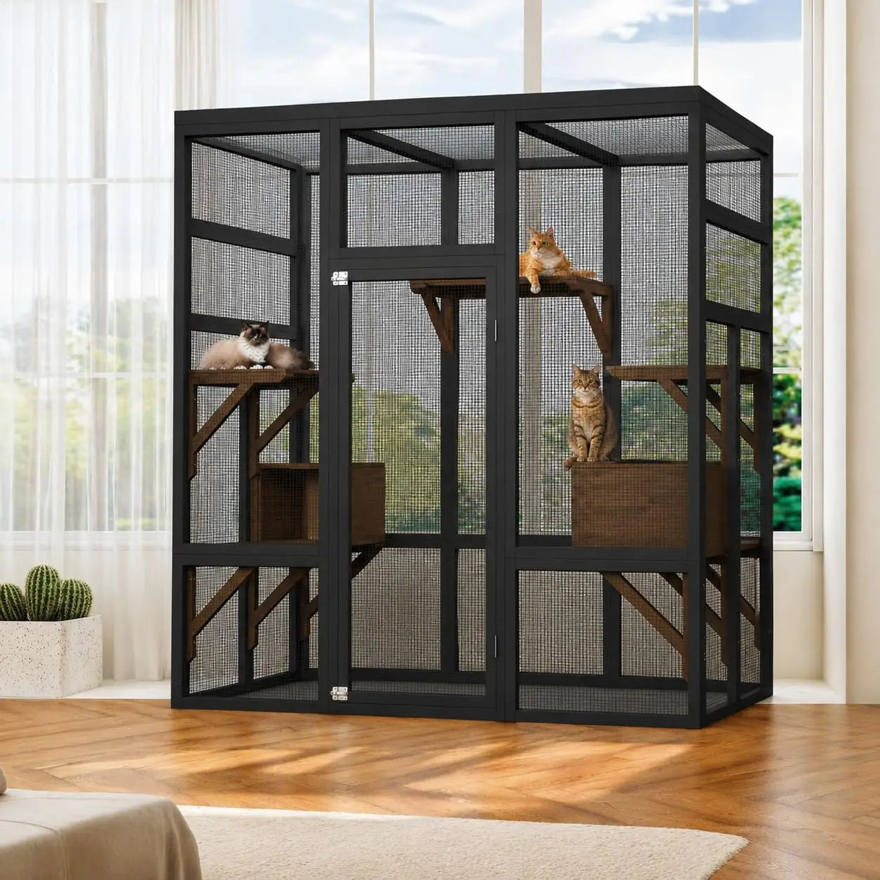 70in Wooden Outdoor Cat Enclosure