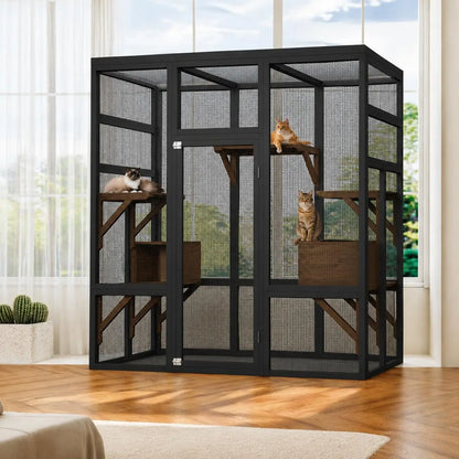 70in Wooden Outdoor Cat Enclosure