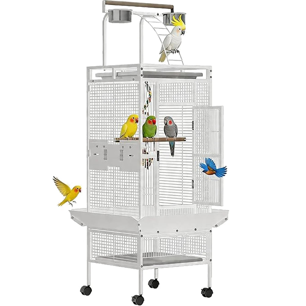 60 In Wrought Iron Bird Cage with Rolling Stand