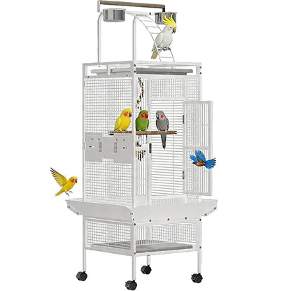 60 In Wrought Iron Bird Cage with Rolling Stand