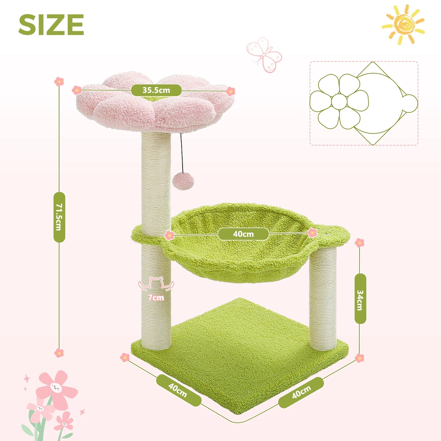 Flower Cat Tree with Sisal Scratching Post
