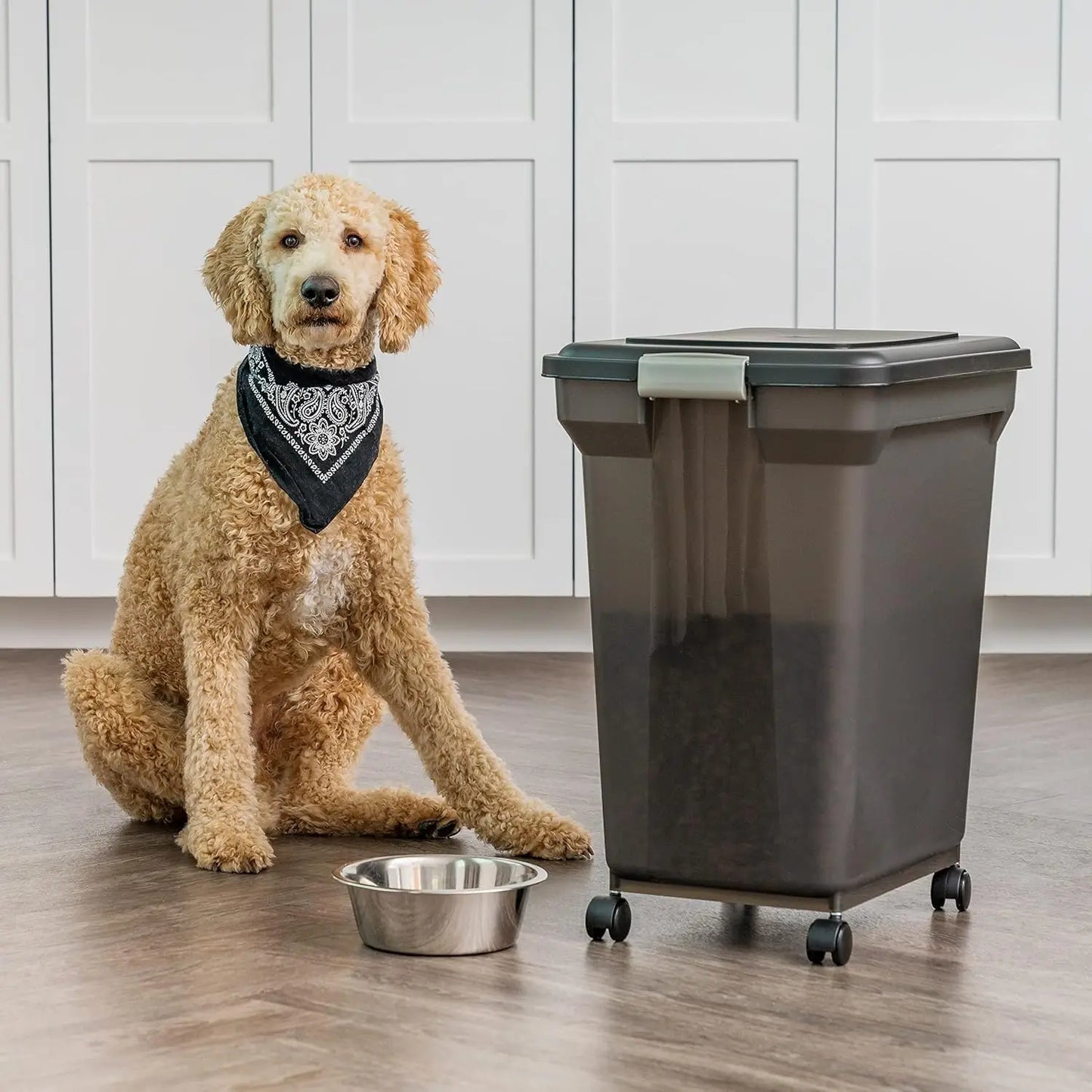 Dog Food Storage Container 58 Lb, Airtight Large Pet Food Storage Bin with Wheels, for Dog Cat Bird Chicken Food, Holds Up to 58