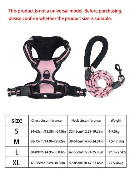2pcs Reflective Dog Harness And 1.5m Leash