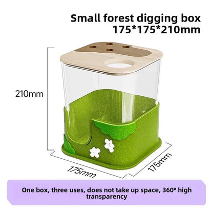 Hamster Digging Box, Small Forest Felt Hideout Toy