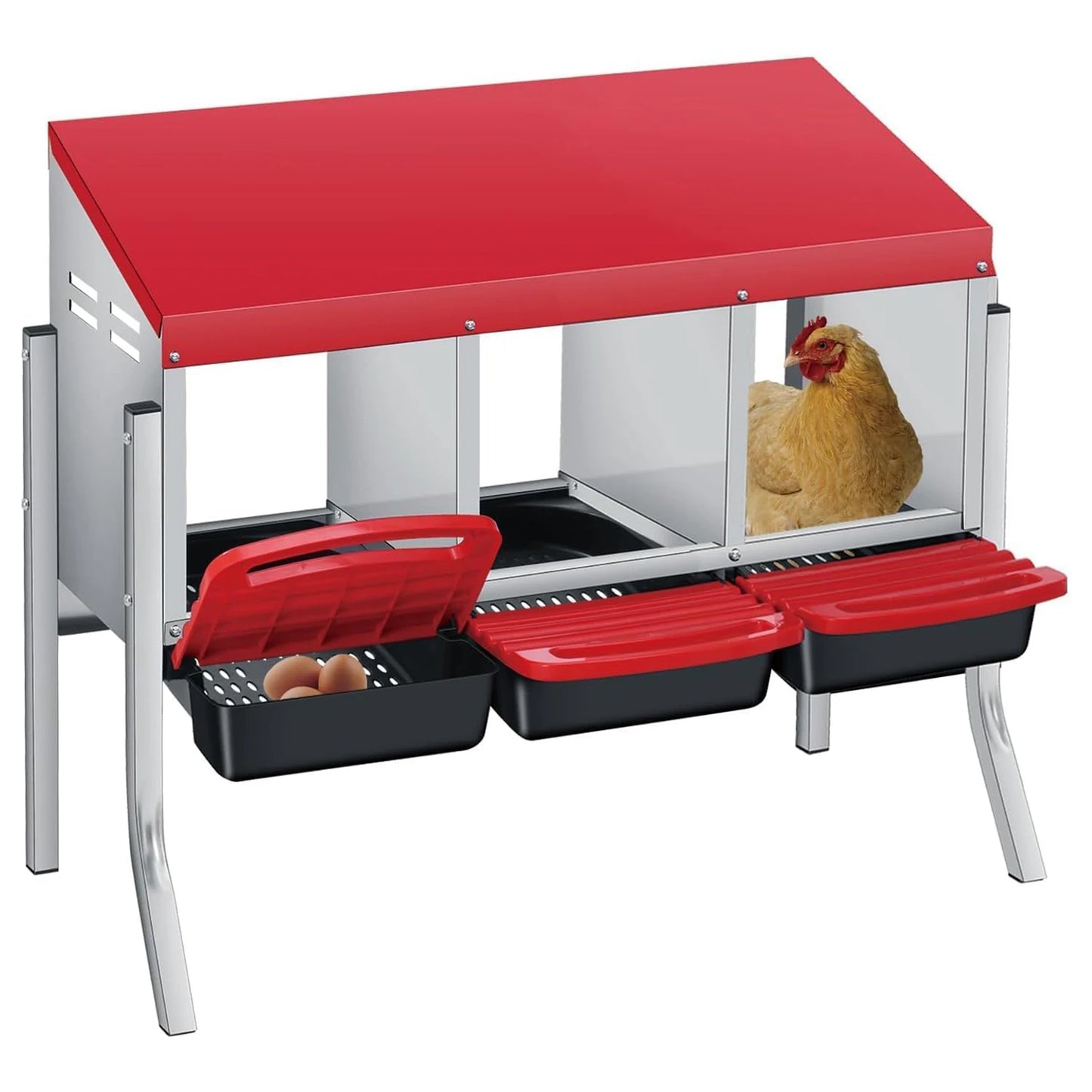 Multi-Compartment Metal Chicken Nesting Box