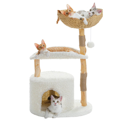 Tree Tower with Natural Solid Wood Scratching Posts
