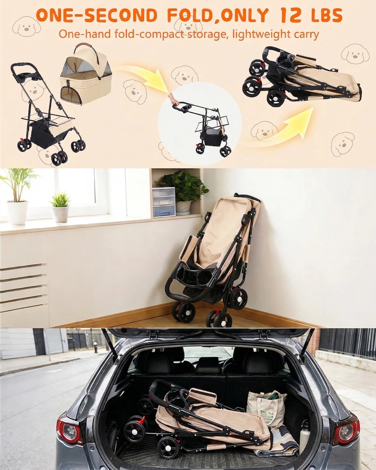 Lightweight Pet Stroller for Small Dogs
