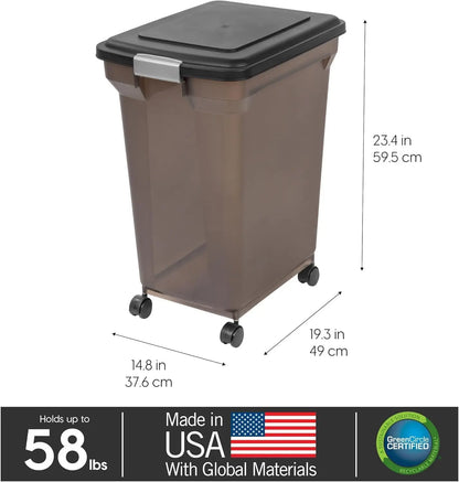 Dog Food Storage Container 58 Lb, Airtight Large Pet Food Storage Bin with Wheels, for Dog Cat Bird Chicken Food, Holds Up to 58