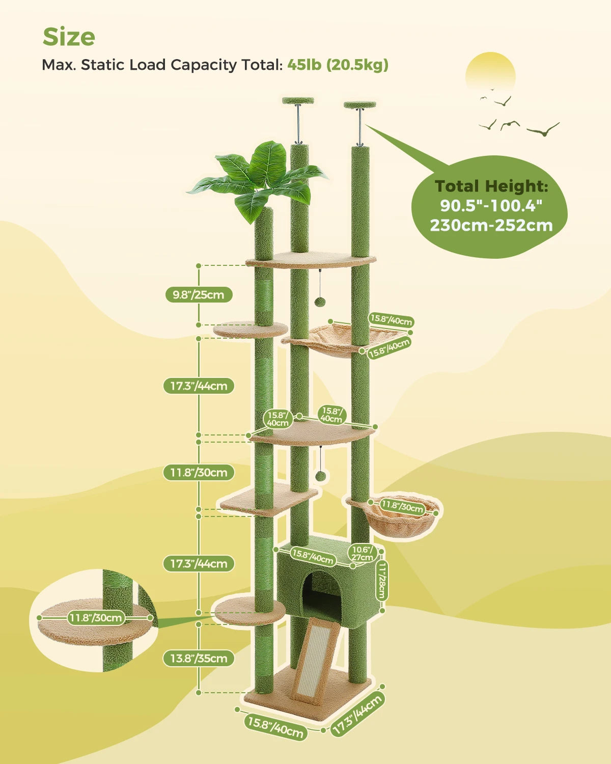 Floor to Ceiling Cactus Cat Tree