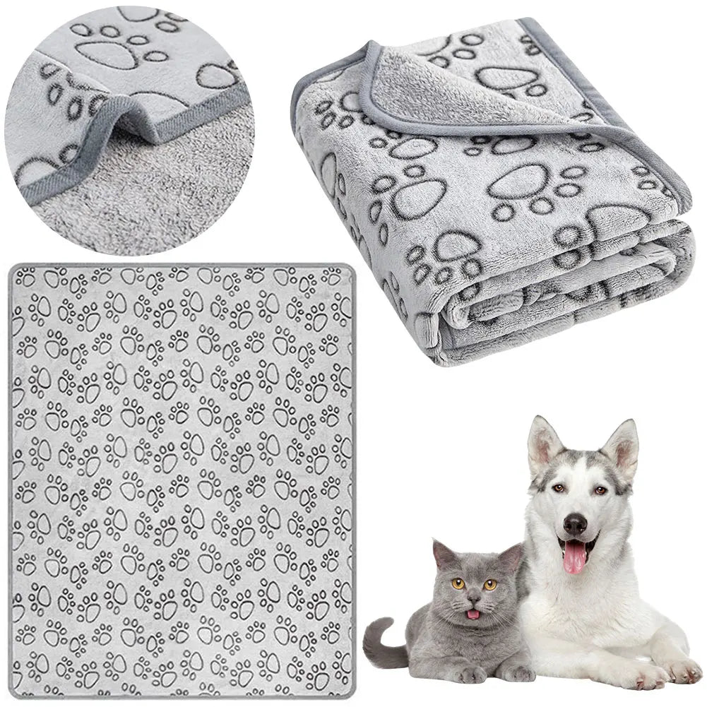 Flannel Pet Sleep Mat Paw Print