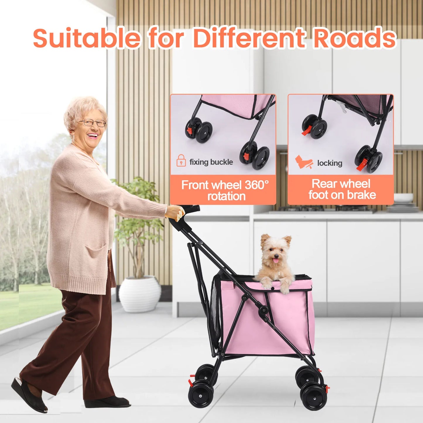 4 Wheels Dog Trolley