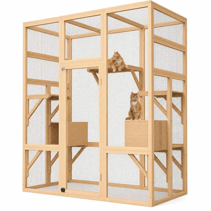 70in Wooden Outdoor Cat Enclosure