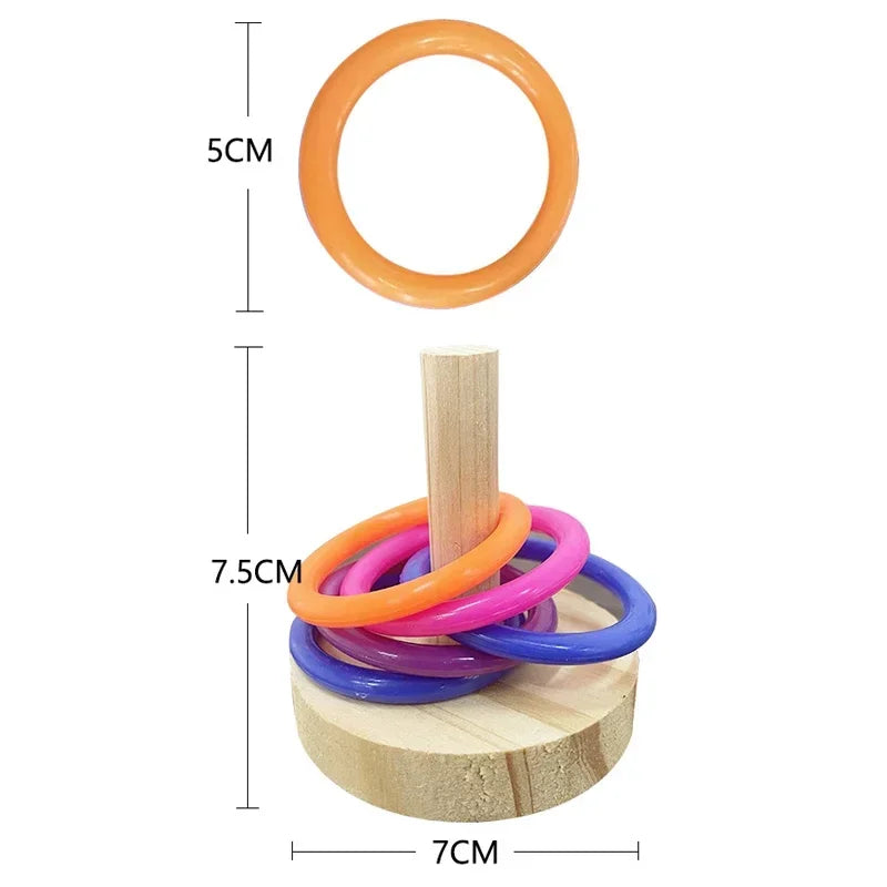 Educational Wooden Interactive Parrot Ring Toy