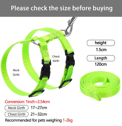 Adjustable Rabbit Cat Harness and Leash Set