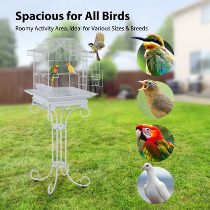 58" Heavy Duty Wrought Iron Bird Cage with Stand