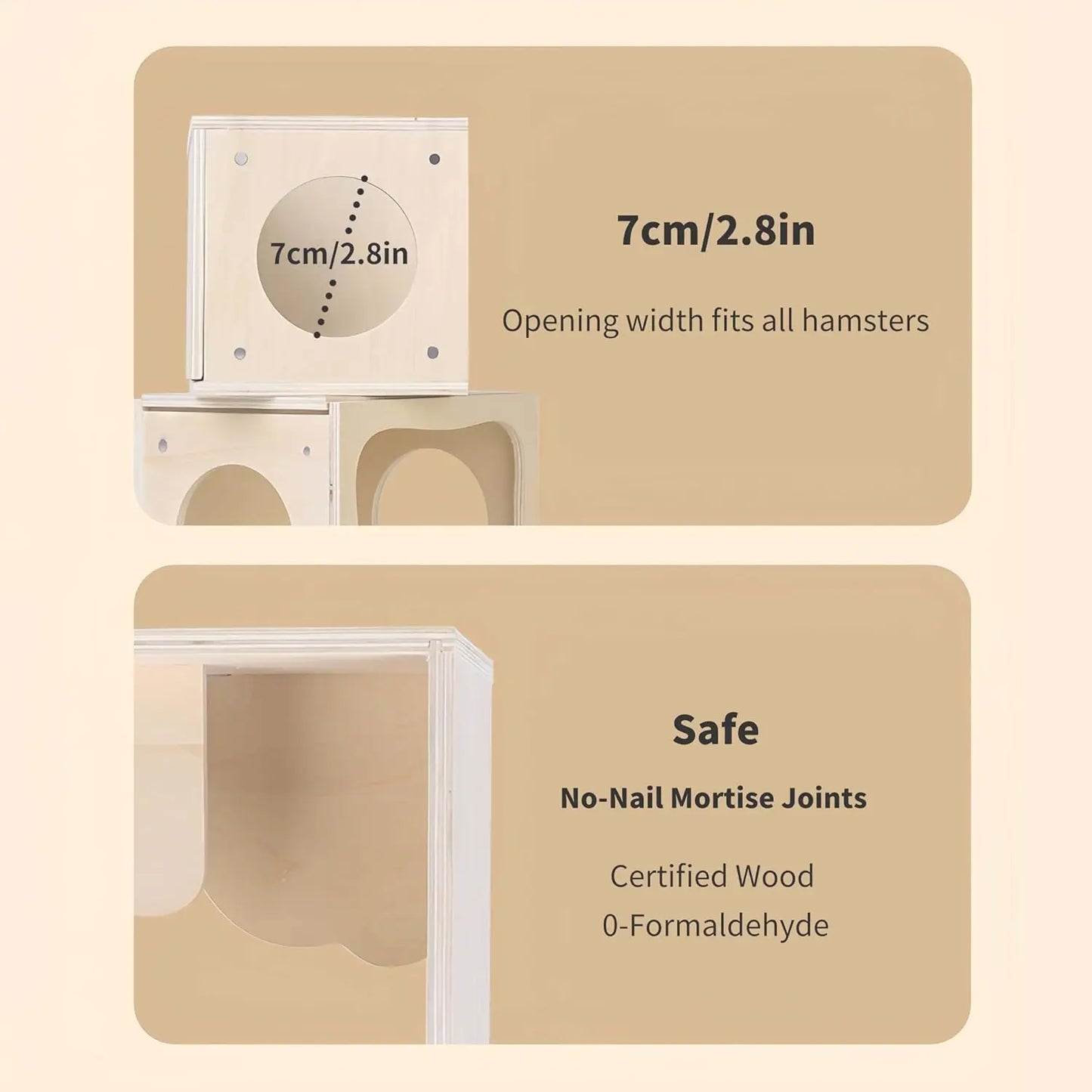 Wooden House Chamber, Magnetic Hamster Hideout