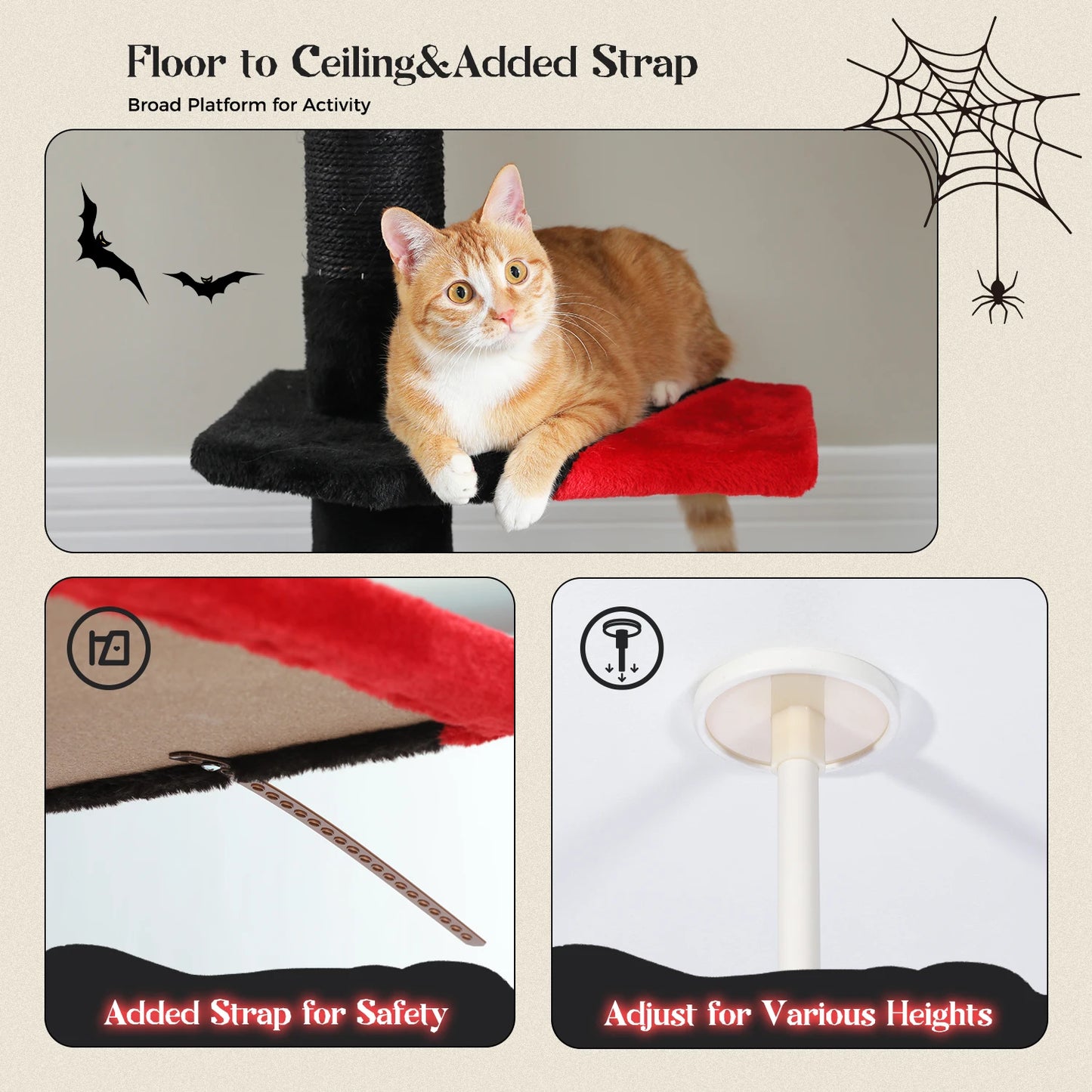 Adjustable Height Indoor Tree w/Scratching Post